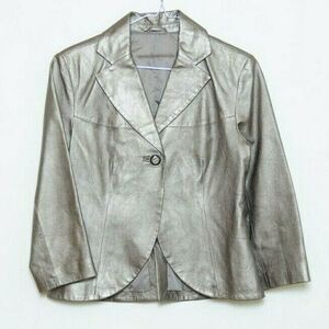 Bernardo Metallic Rose Gold Genuine Leather Jacket